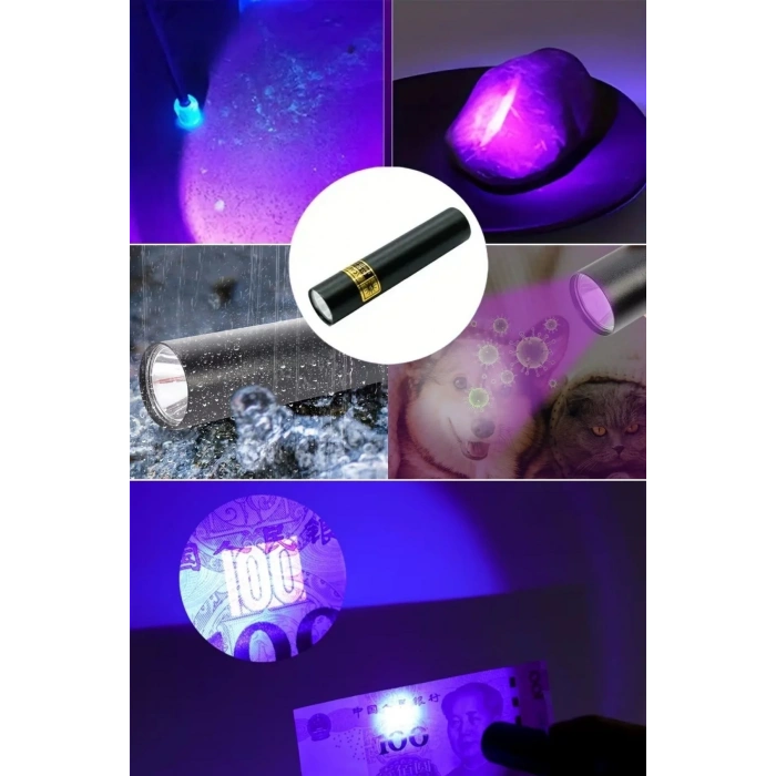 BiiShe® Mini Cep Boy USB İle Şarj Olan Oje Kurutucu Sahte Para Kontol LED UV Mor Işık El Feneri