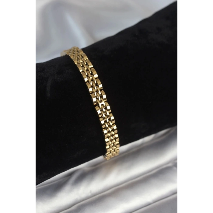 Mey İthalat® 316L Çelik 7 mm Kalınlıkta Gold Renkli Erkek Bileklik