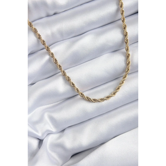 Mey İthalat® 316L Çelik Gold Renk 60 cm Burgu Model Kadın Kolye