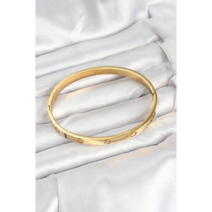 Mey İthalat® 316L Çelik Gold Renk 65 mm Kadın Kelepçe Bileklik