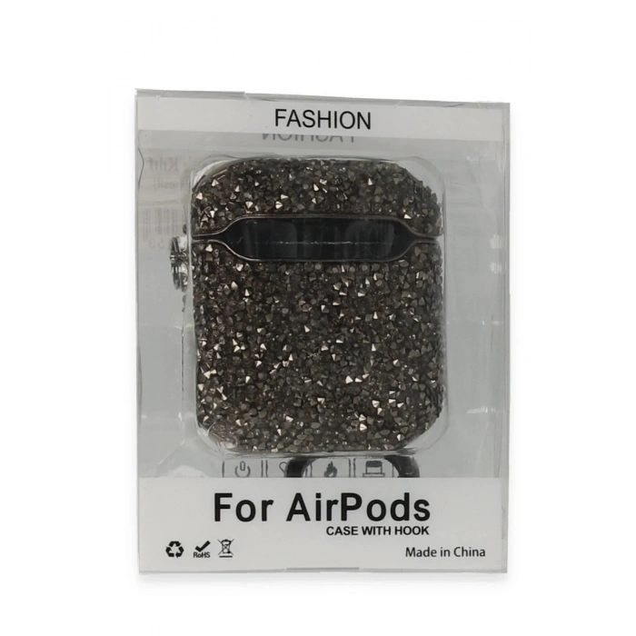 Mey İthalat®  Airpods 2 (2.nesil) Mira Taşlı Kılıf - Siyah