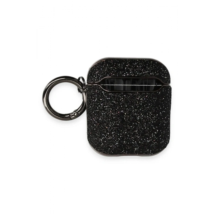 Mey İthalat®  Airpods 2 (2.nesil) Spell Simli Kılıf - Siyah