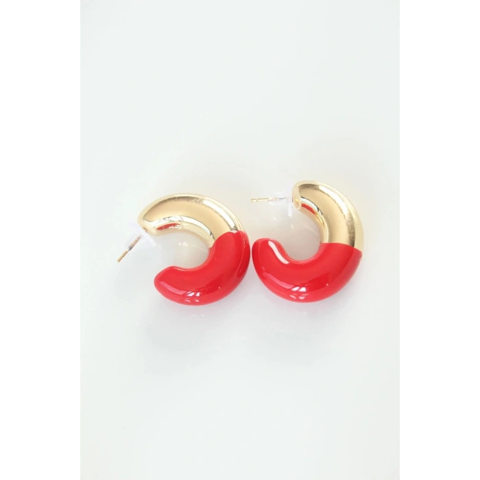 Mey İthalat® CCB Kırmızı Gold Çift Renk Küpe