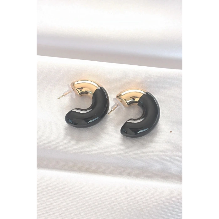 Mey İthalat® CCB Siyah Gold Çift Renk Küpe