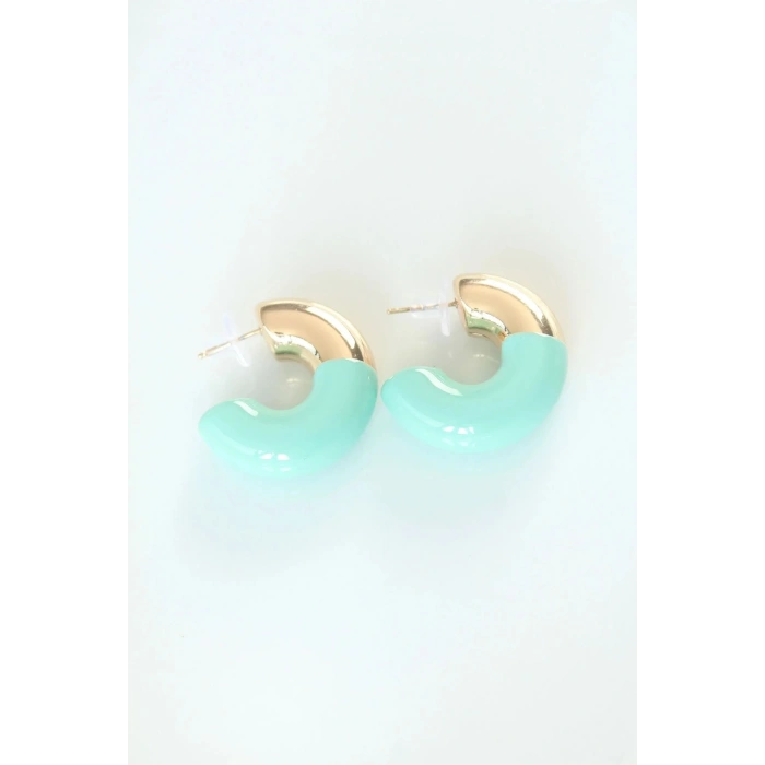 Mey İthalat® CCB Turkuaz Gold Çift Renk Küpe