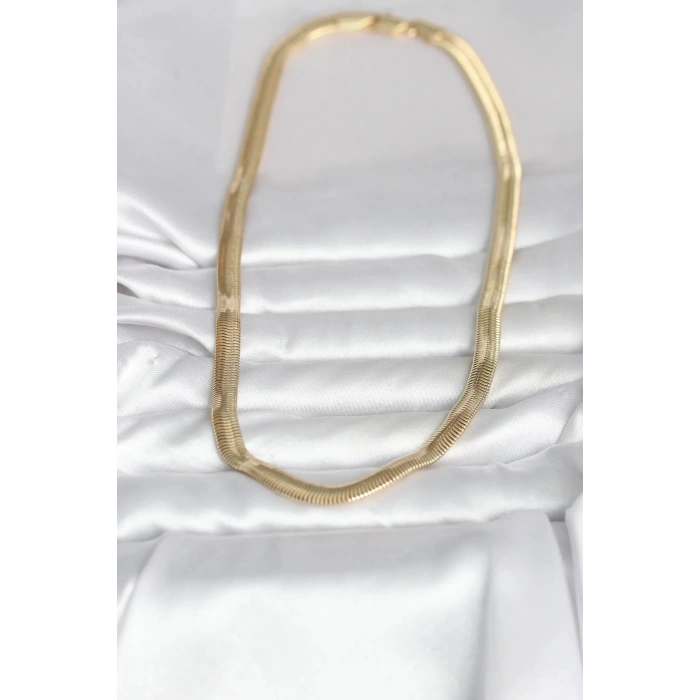 Mey İthalat® CM 14K Gold Renk Kalın Yassı Yılan Zincir Model 45 cm Kadın Kolye