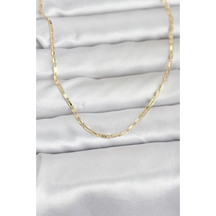 Mey İthalat® CM 14K Gold Renk Lazerli Zincir Model 60 cm Kadın Kolye