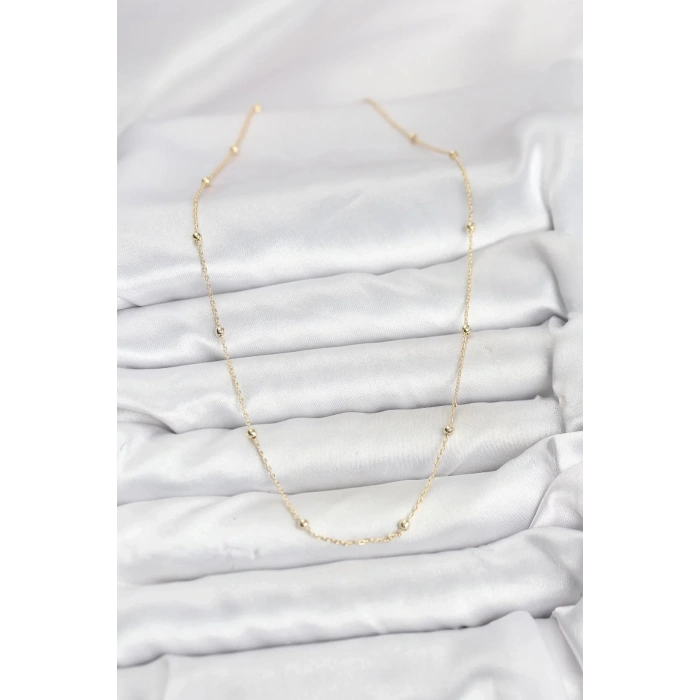 Mey İthalat® CM 14K Gold Renk Minik Top Zincirli Kadın Kolye