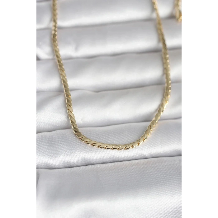 Mey İthalat® CM 14K Gold Renk Yassı Model 60 cm Kadın Kolye