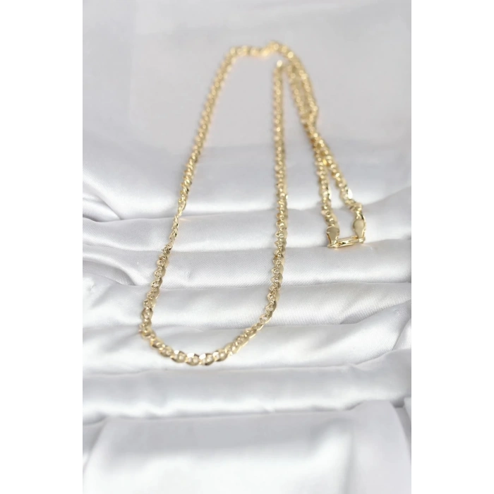 Mey İthalat® CM 14K Gold Renk Yassı Oval Zincirli Model 60 cm Kadın Kolye