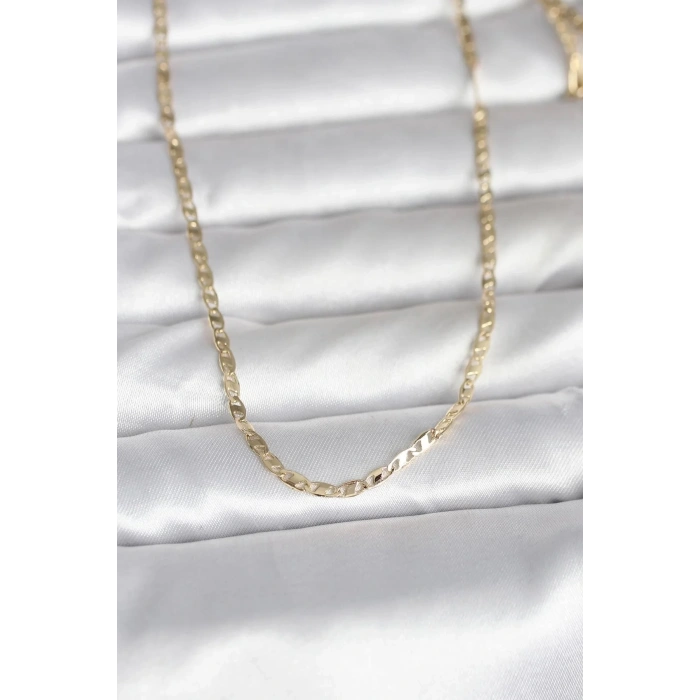 Mey İthalat® CM 14K Gold Renk Yassı Zincir Model 60 cm Kadın Kolye