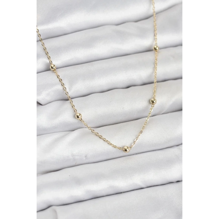 Mey İthalat® CM Gold Renk Top Zincirli Kadın Kolye
