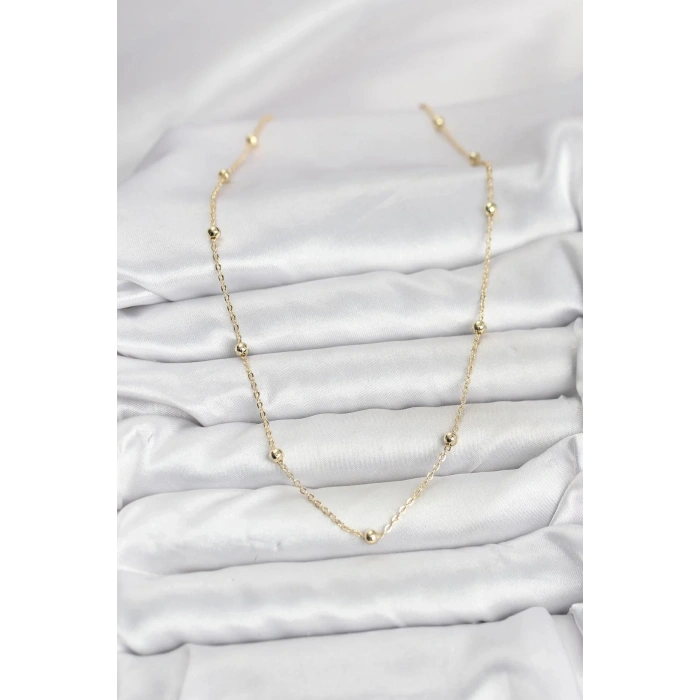 Mey İthalat® CM Gold Renk Top Zincirli Kadın Kolye