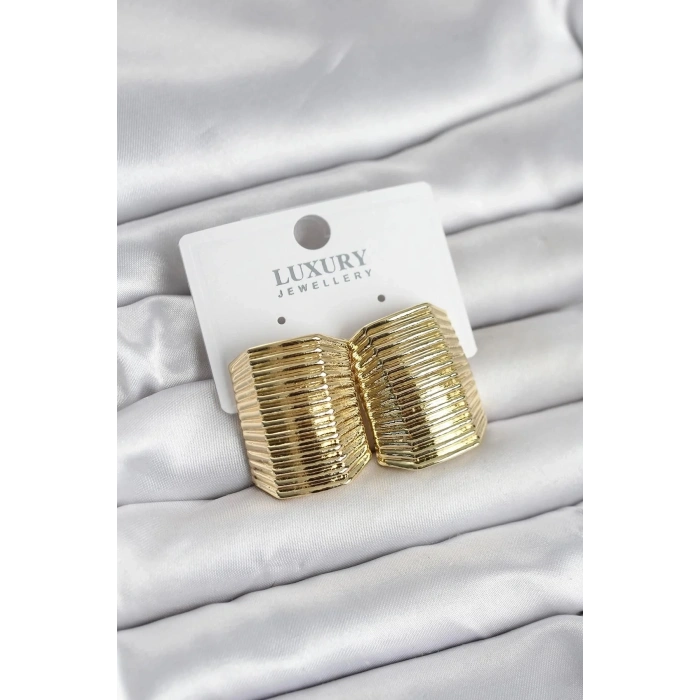 Mey İthalat® Gold Renk Pirinç Vintage Esintili Statement Küpe