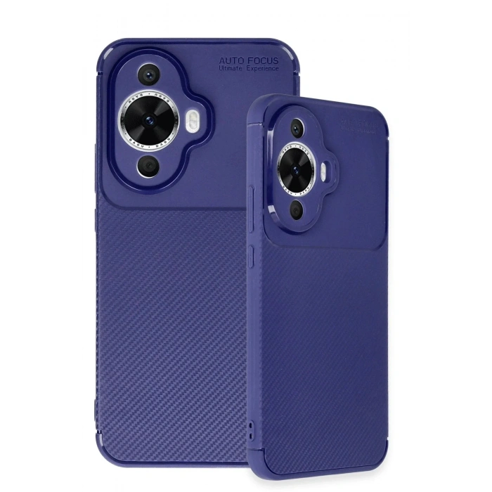 Mey İthalat®  Huawei Nova 12S Kılıf Auto Focus Karbon Kapak - Lacivert