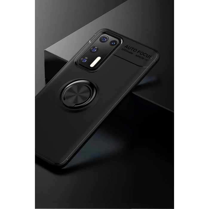 Mey İthalat®  Huawei P40 Kılıf Range Yüzüklü Silikon - Siyah