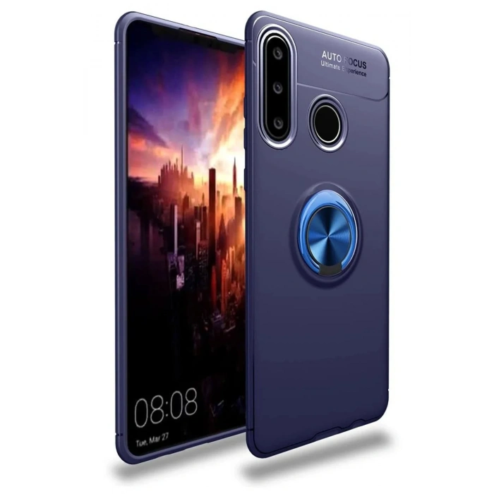Mey İthalat®  Huawei Y6P Kılıf Range Yüzüklü Silikon - Mavi
