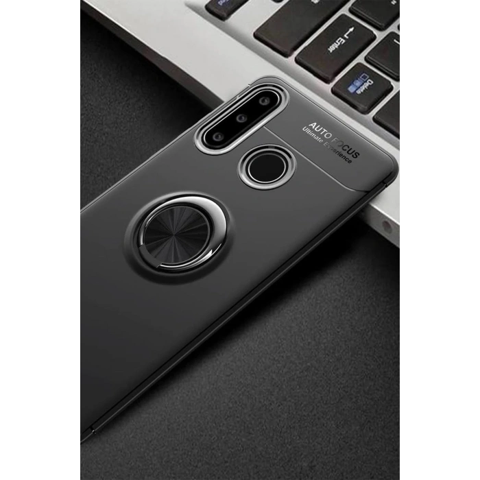 Mey İthalat®  Huawei Y6P Kılıf Range Yüzüklü Silikon - Siyah