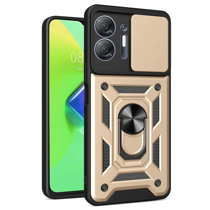 Mey İthalat®  İnfinix Hot 30 5G Kılıf Pars Lens Yüzüklü Silikon - Gold