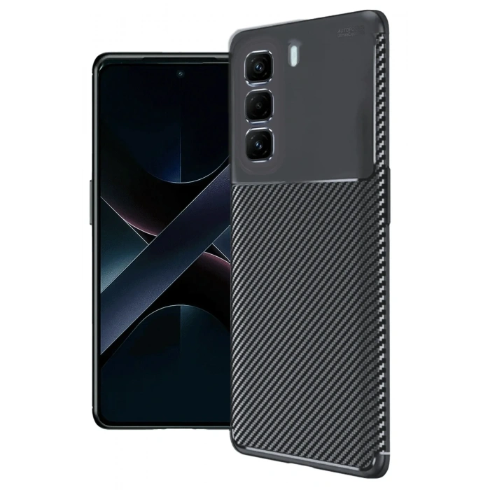 Mey İthalat®  İnfinix Hot 50 4G Kılıf Auto Focus Karbon Kapak - Siyah