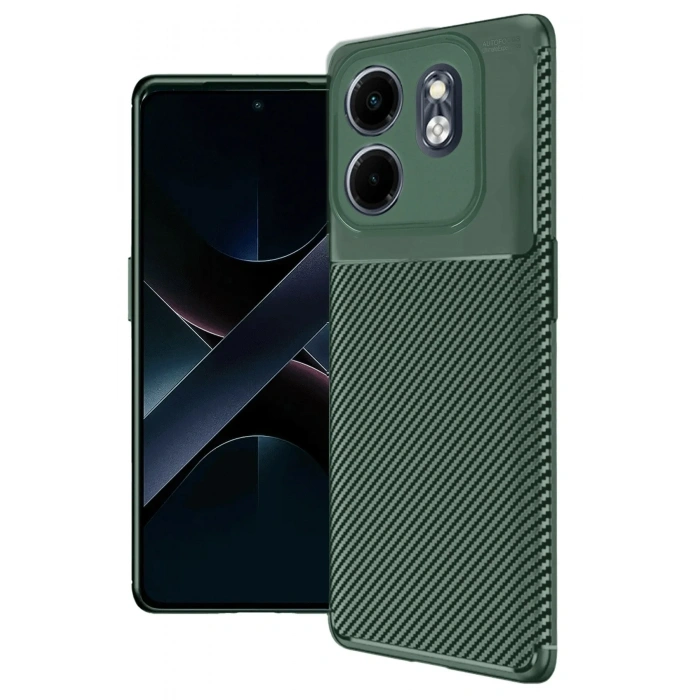 Mey İthalat®  İnfinix Smart 9 Kılıf Auto Focus Karbon Kapak - Koyu Yeşil