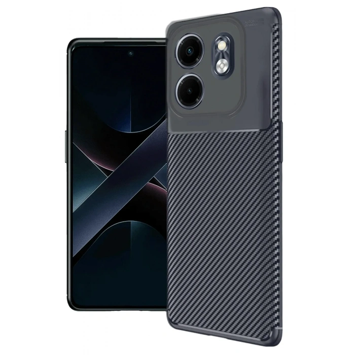 Mey İthalat®  İnfinix Smart 9 Kılıf Auto Focus Karbon Kapak - Lacivert