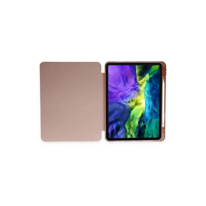 Mey İthalat®  iPad Pro 11 (2024) Kılıf Kalemlikli Mars Tablet Kılıfı - Rose Gold