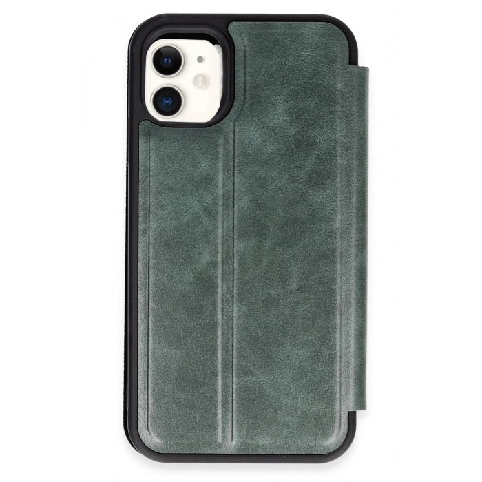 Mey İthalat®  iPhone 11 Kılıf Flip Cover - Koyu Yeşil
