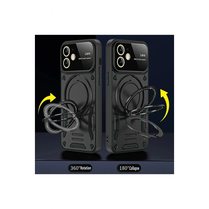 Mey İthalat®  iPhone 11 Kılıf Joy Lens Standlı Kapak - Mor