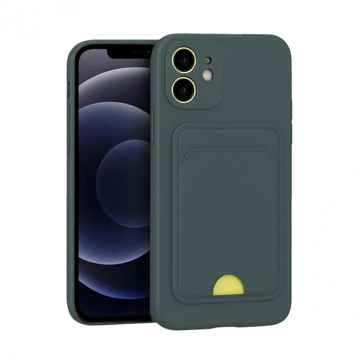 Mey İthalat®  iPhone 11 Kılıf Kelvin Kartvizitli Silikon - Koyu Yeşil