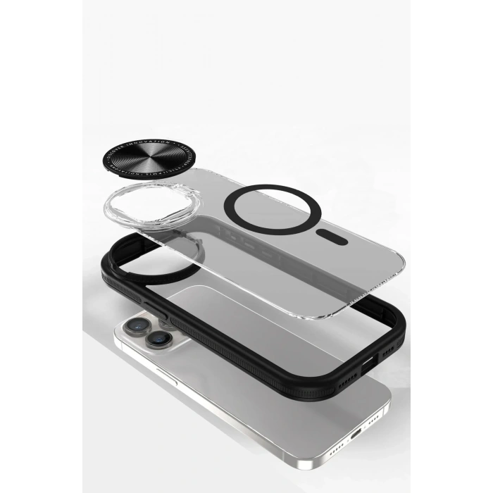 Mey İthalat®  iPhone 11 Kılıf Teleskop Lens Magsafe Silikon Kapak - Siyah
