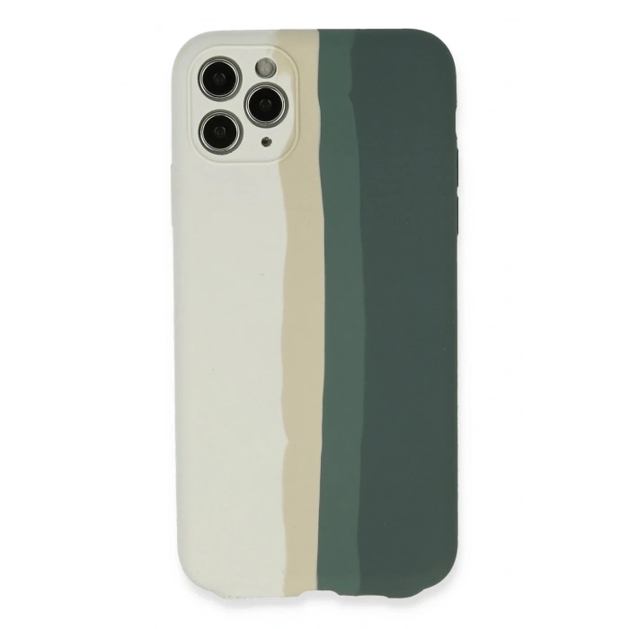 Mey İthalat®  iPhone 11 Pro Kılıf Ebruli Lansman Silikon - Beyaz-Gri