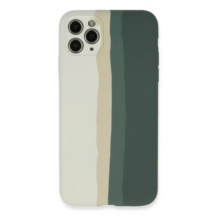 Mey İthalat®  iPhone 11 Pro Kılıf Ebruli Lansman Silikon - Beyaz-Gri