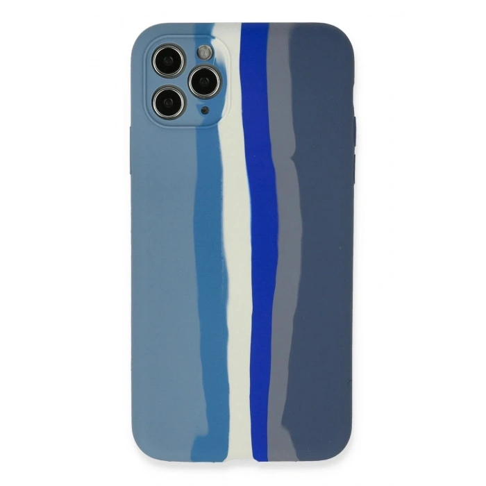 Mey İthalat®  iPhone 11 Pro Kılıf Ebruli Lansman Silikon - Mavi-Gri