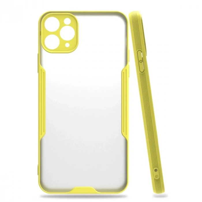 Mey İthalat®  iPhone 11 Pro Max Kılıf Platin Silikon - Sarı