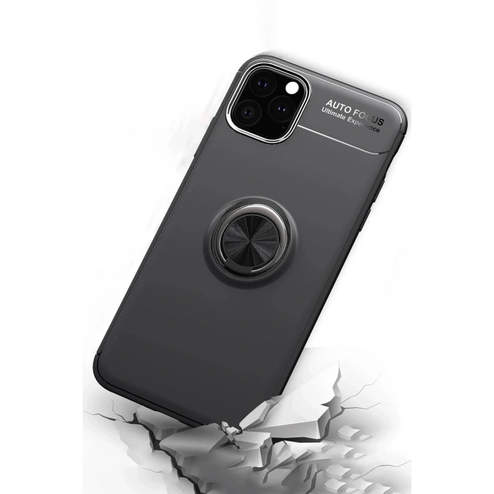 Mey İthalat®  iPhone 11 Pro Max Kılıf Range Yüzüklü Silikon - Kırmızı