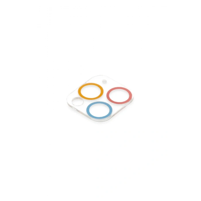 Mey İthalat®  iPhone 11 Pro Max Renkli Kamera Lens Koruma Cam - Pembe-Mavi