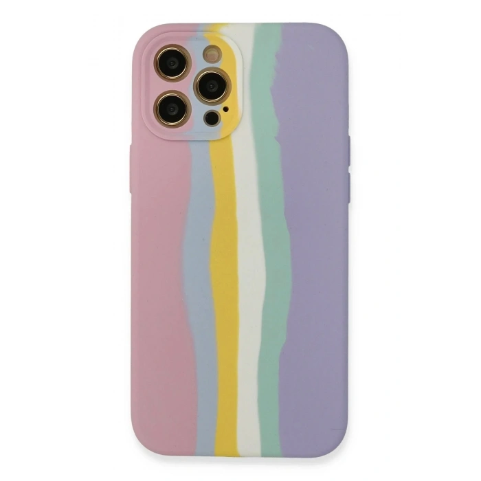 Mey İthalat®  iPhone 12 Pro Max Kılıf Ebruli Lansman Silikon - Pembe-Lila