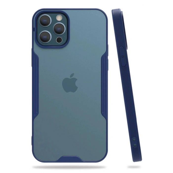 Mey İthalat®  iPhone 12 Pro Max Kılıf Platin Silikon - Lacivert