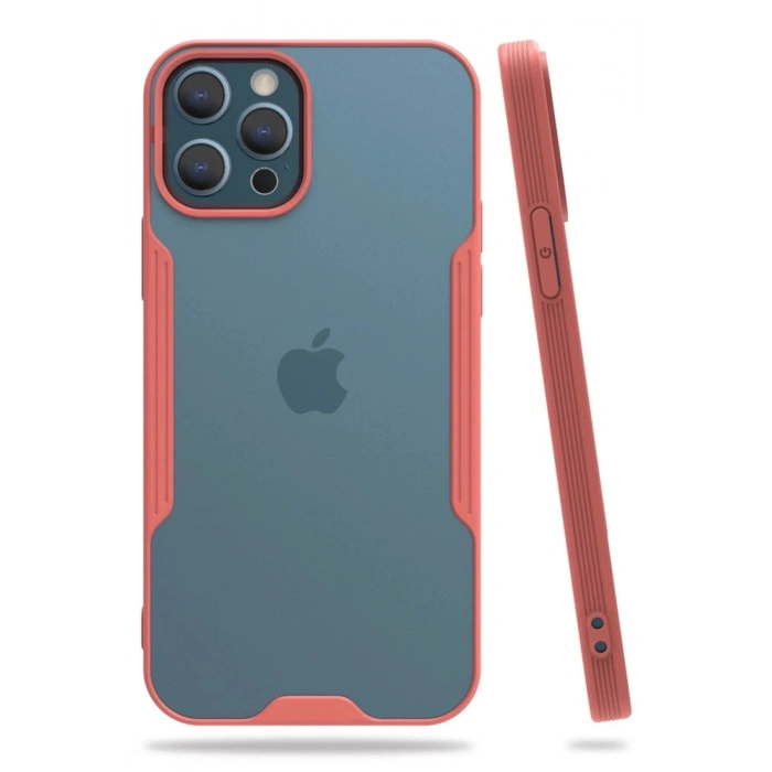 Mey İthalat®  iPhone 12 Pro Max Kılıf Platin Silikon - Pembe