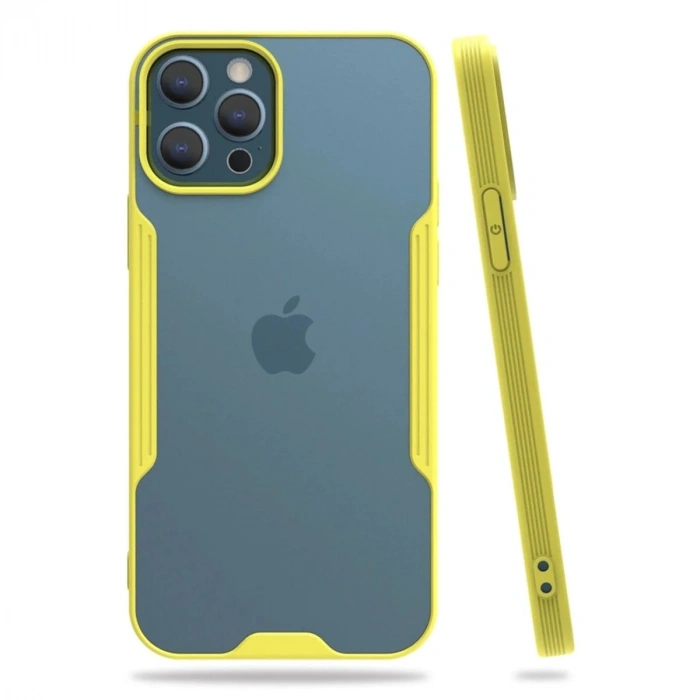 Mey İthalat®  iPhone 12 Pro Max Kılıf Platin Silikon - Sarı