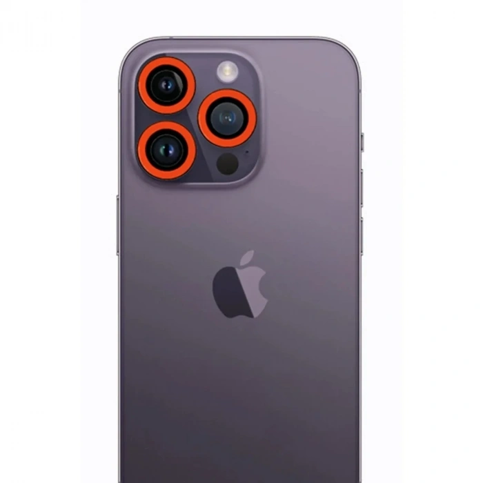 Mey İthalat®  iPhone 12 Pro Max Neon Fosforlu Kamera Lens - Turuncu