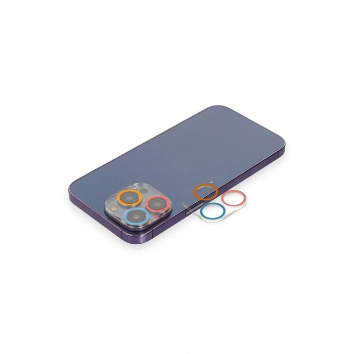 Mey İthalat®  iPhone 12 Pro Max Renkli Kamera Lens Koruma Cam - Pembe-Mavi
