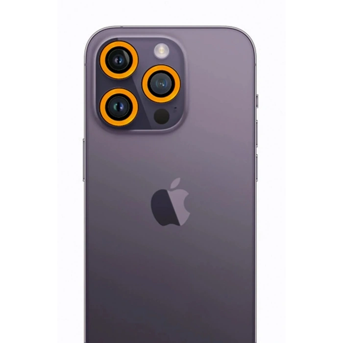 Mey İthalat®  iPhone 12 Pro Neon Fosforlu Kamera Lens - Sarı