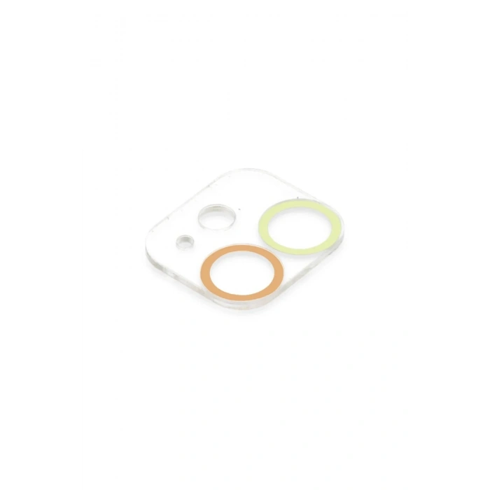 Mey İthalat®  iPhone 12 Renkli Kamera Lens Koruma Cam - Sarı-Turuncu