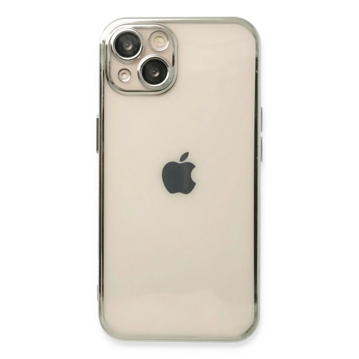 Mey İthalat®  iPhone 13 Kılıf  Lensli Silikon - Gümüş