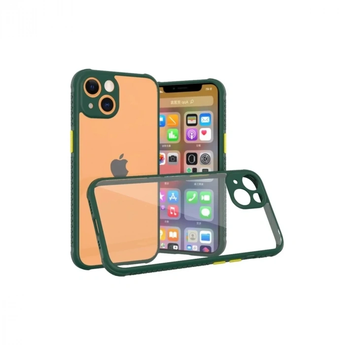 Mey İthalat®  iPhone 13 Mini Kılıf Miami Şeffaf Silikon - Koyu Yeşil