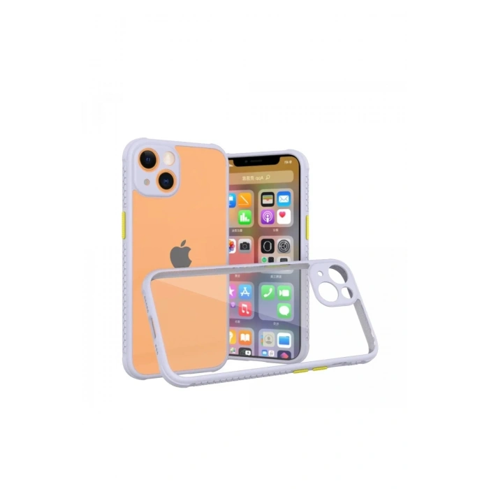 Mey İthalat®  iPhone 13 Mini Kılıf Miami Şeffaf Silikon - Lila
