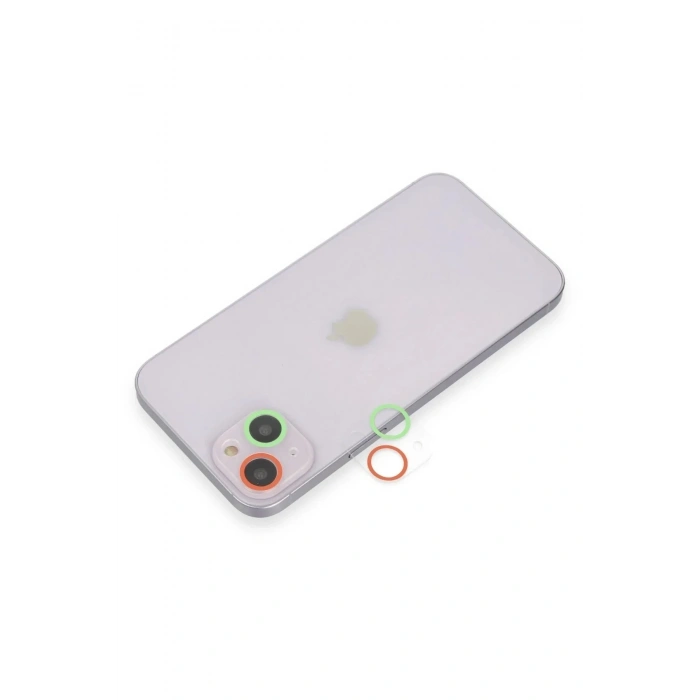 Mey İthalat®  iPhone 13 Mini Renkli Kamera Lens Koruma Cam - Yeşil-Pembe