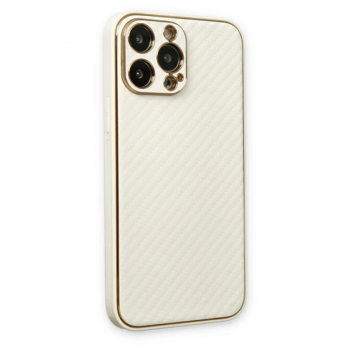 Mey İthalat®  iPhone 13 Pro Kılıf Coco Karbon Silikon - Beyaz